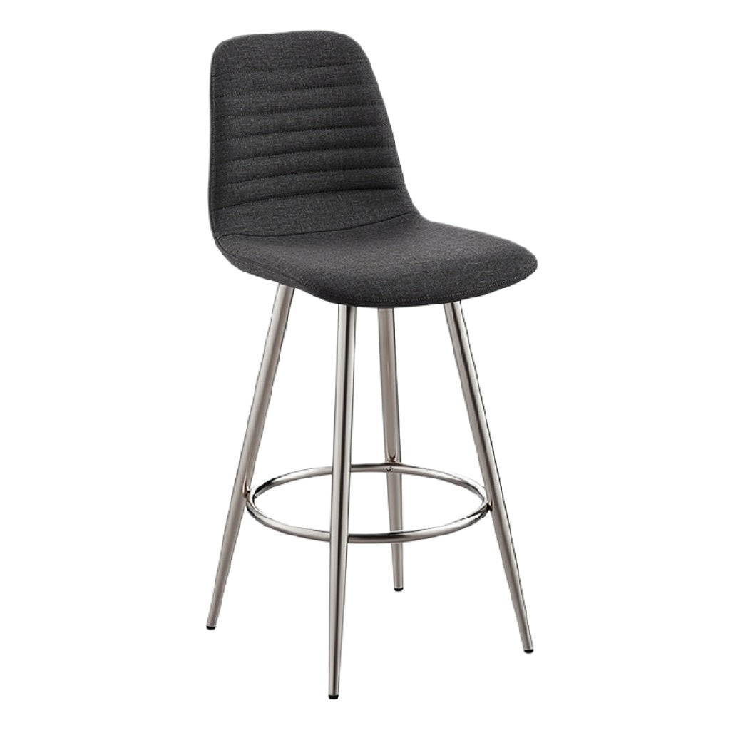 Moderne barkruk met zwarte bekleding en metalen poten